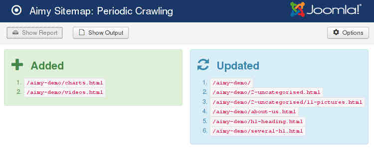 Detailed Report Aimy Sitemap - Periodic Crawl Long Report